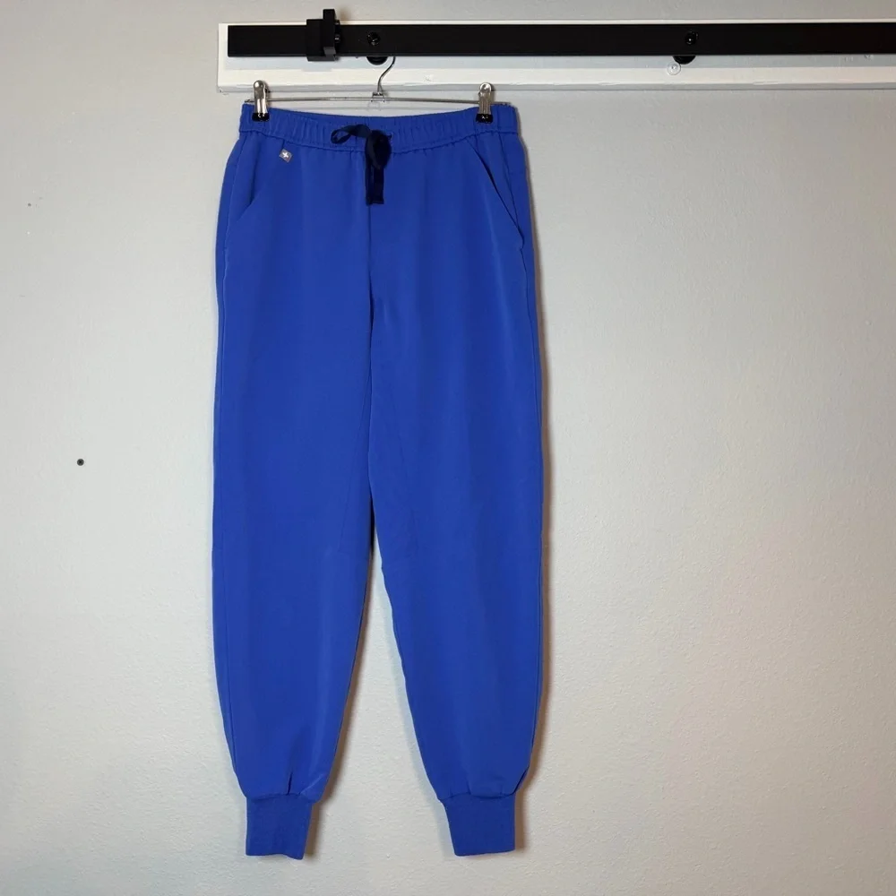 Figs Tansen Men's Jogger Scrub Pants Size Small Blue Embroidered Aya Healthcare